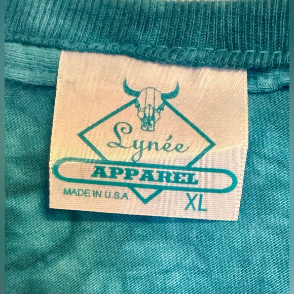 Vintage 90s Lynee Apparel Native American Tie Dye T Shirt Navajo Turquoise XL - Picture 3 of 5